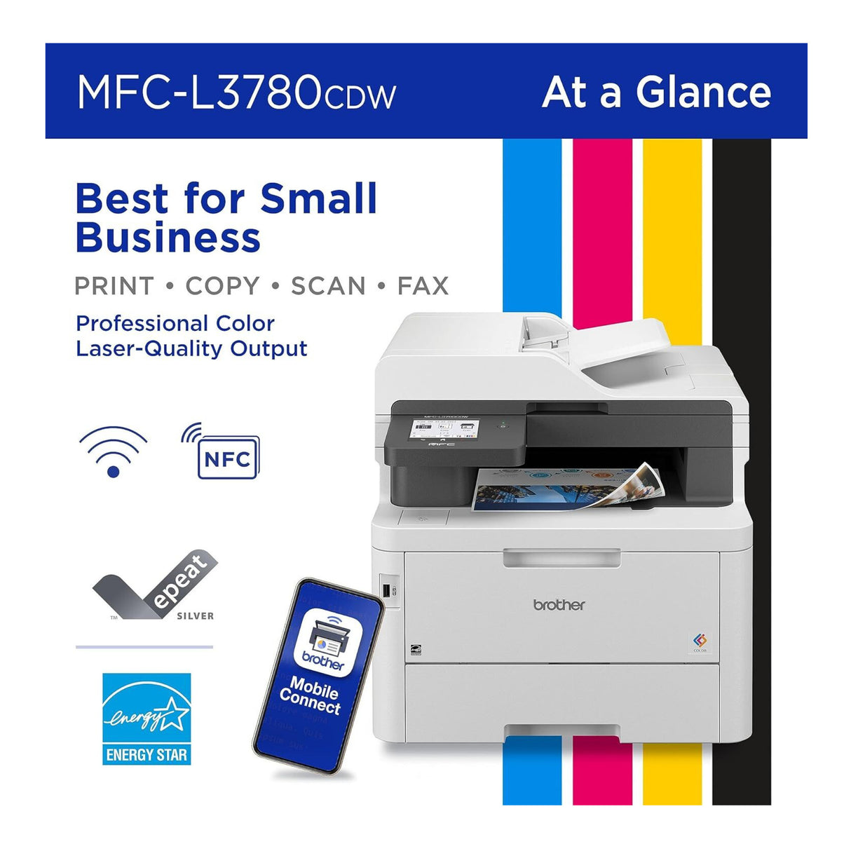 Brother MFC-L3780CDW Wireless Digital Color All-in-One Printer with Accesories