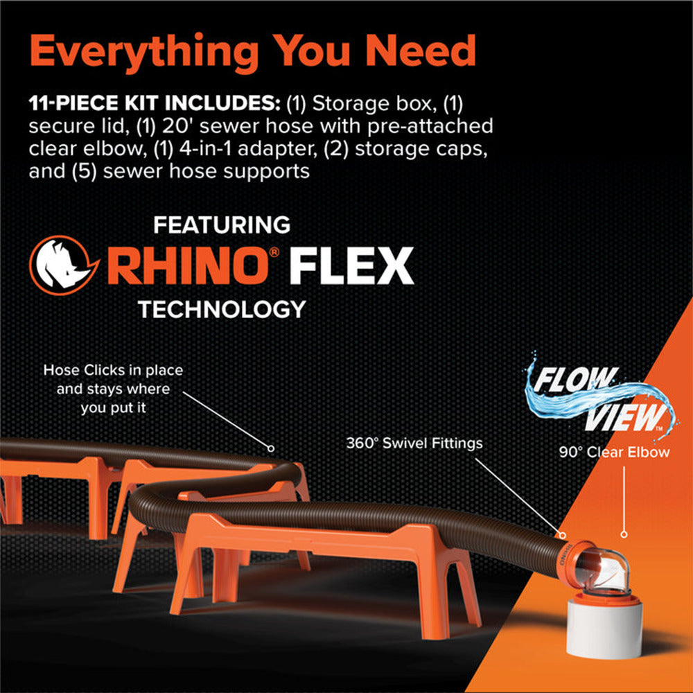 Camco Rhino RV 11-Piece Combo Kit with 20-Feet RhinoFLEX Hose and Storage Box