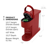 Keurig K-Slim Single Serve K-Cup Pod Coffee Maker 3 Brew Sizes 46oz (Red)