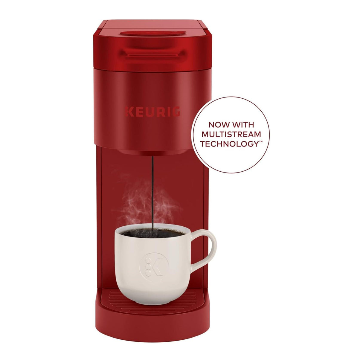 Keurig K-Slim Single Serve K-Cup Pod Coffee Maker 3 Brew Sizes 46oz (Red)