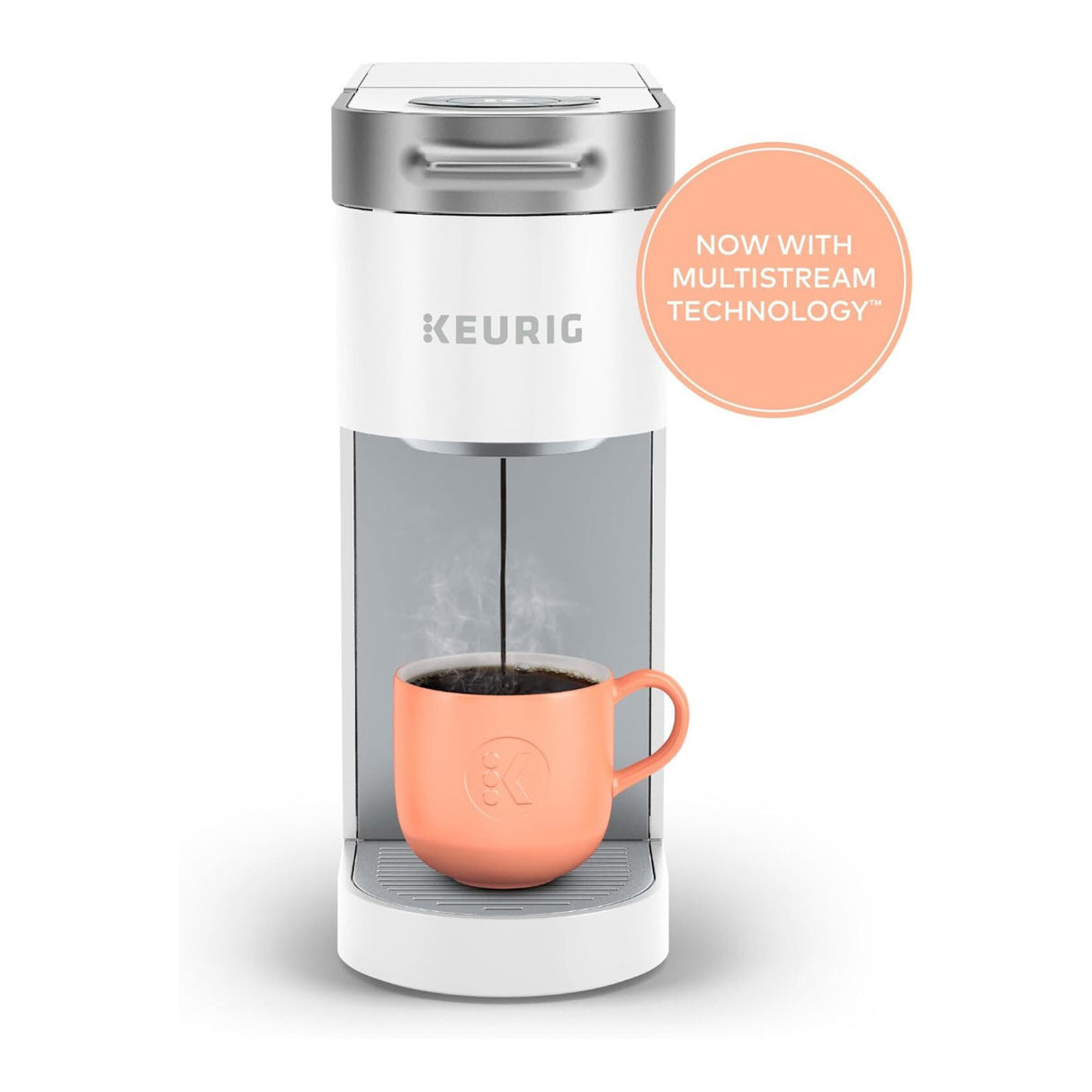 Keurig K-Slim Single Serve K-Cup Pod Coffee Maker 3 Brew Sizes (White)