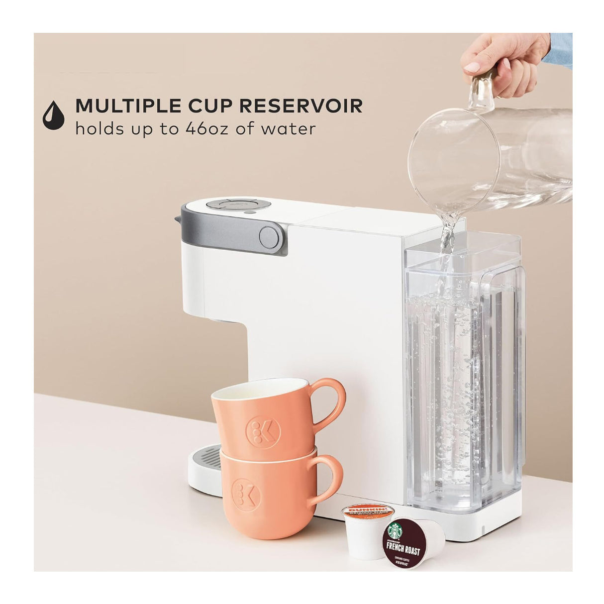 Keurig K-Slim Single Serve K-Cup Pod Coffee Maker 3 Brew Sizes (White)