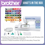 Brother Elite PE900 Embroidery Machine Bundle with 63-Color Thread Set