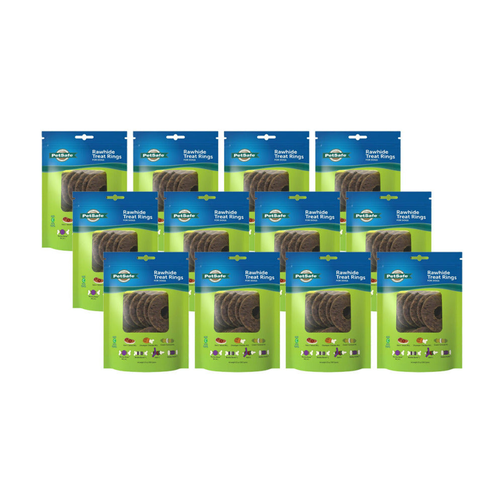 PetSafe Busy Buddy Rawhide Treat Rings Original Flavor for Dogs (Large, 64-Pack)