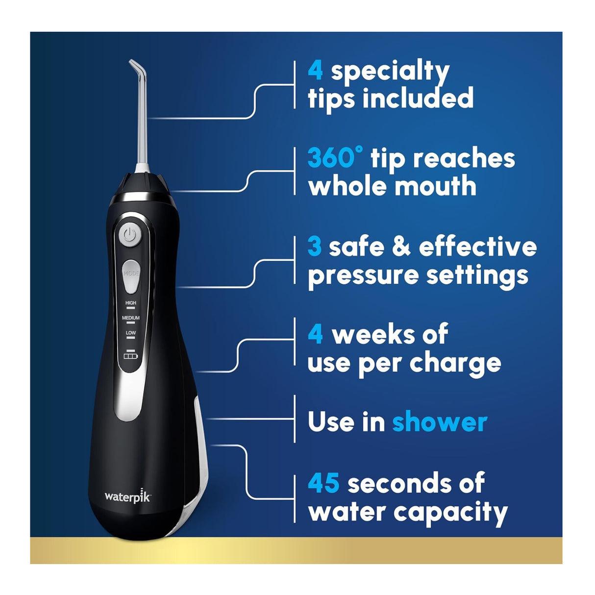 Waterpik Cordless Advanced 2.0 Water Flosser With Travel Bag (Black)