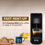 Breville Essenza Mini Nespresso Coffe Machine for Espresso and Lungo (Black)