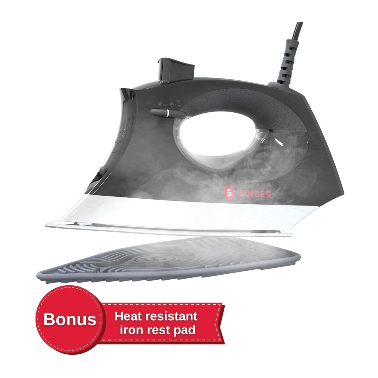 Singer SteamCraft Plus 2.0 Steam Iron 1800W with Stainless Steel Plate (Black)