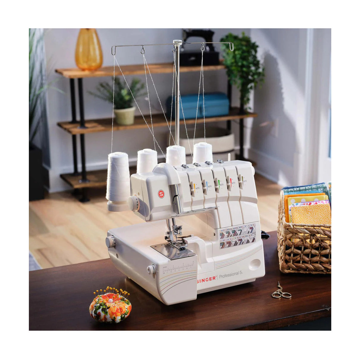 Singer Professional 5 14T968DC Heavy-Duty Metal Frame Serger Overlock (White)