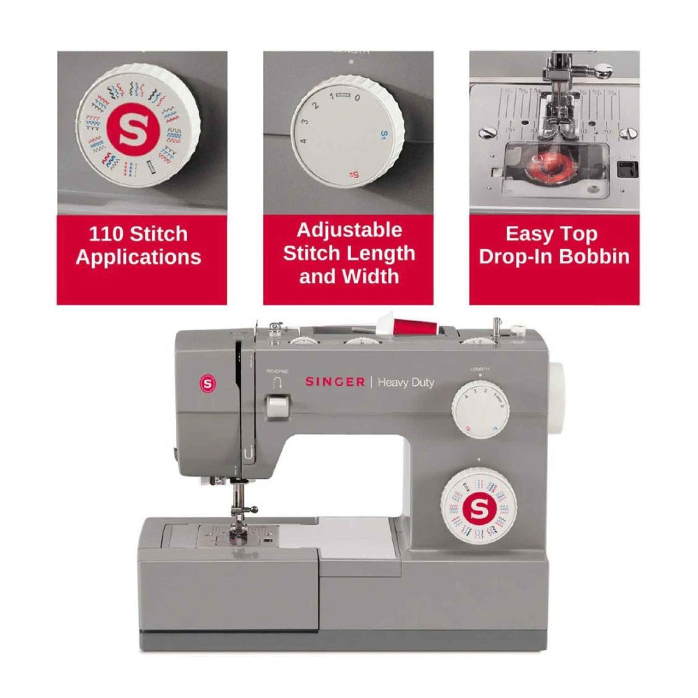 Singer Heavy Duty 6380 Sewing Machine with Extension Table (Gray)
