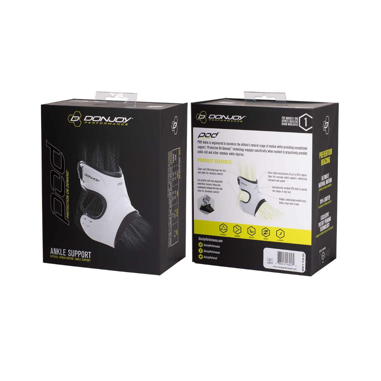 DONJOY PERFORMANCE POD Ankle Brace (White, XS, Left)