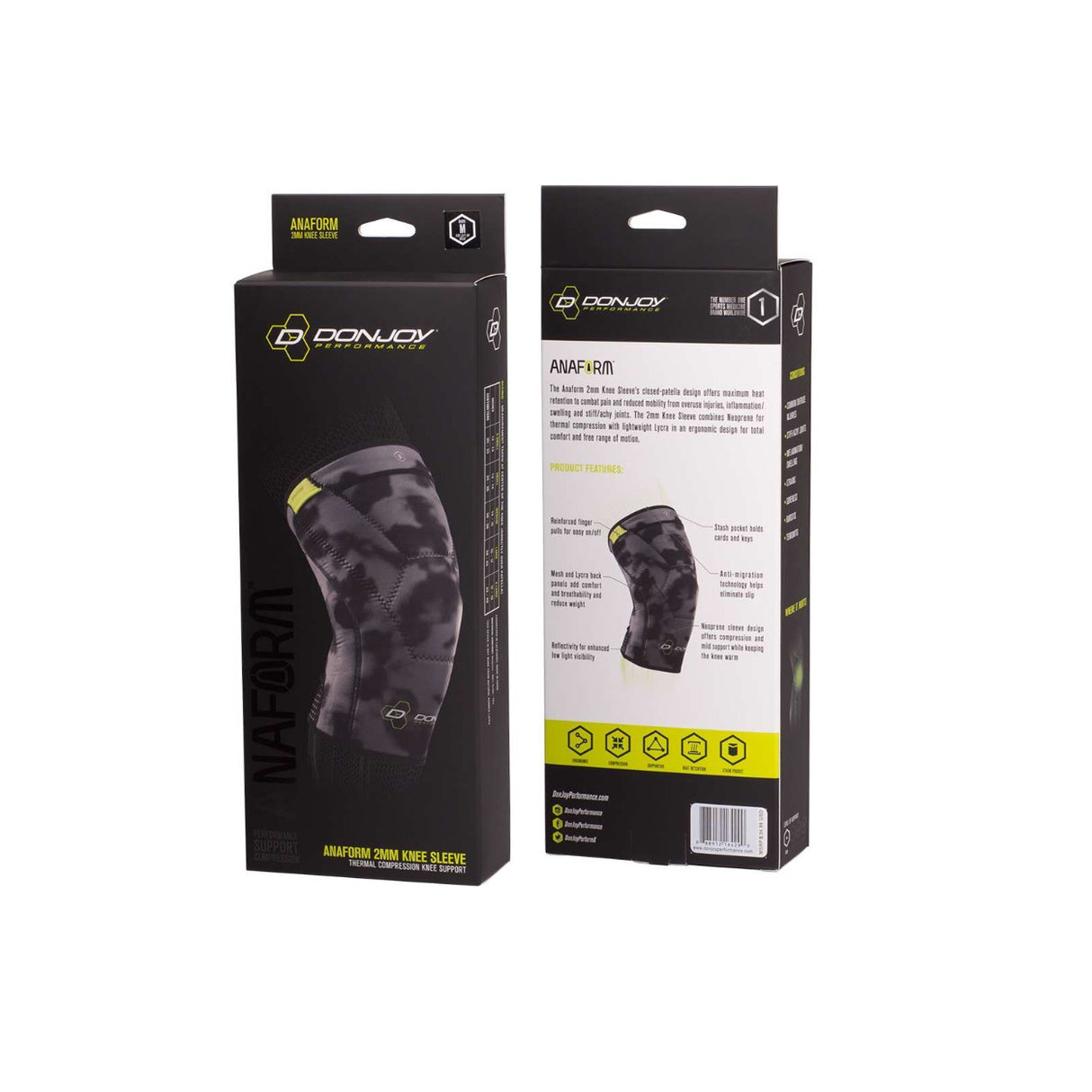 DONJOY PERFORMANCE AnaForm Knee Sleeve (2mm, Closed Patella) Camo/Medium