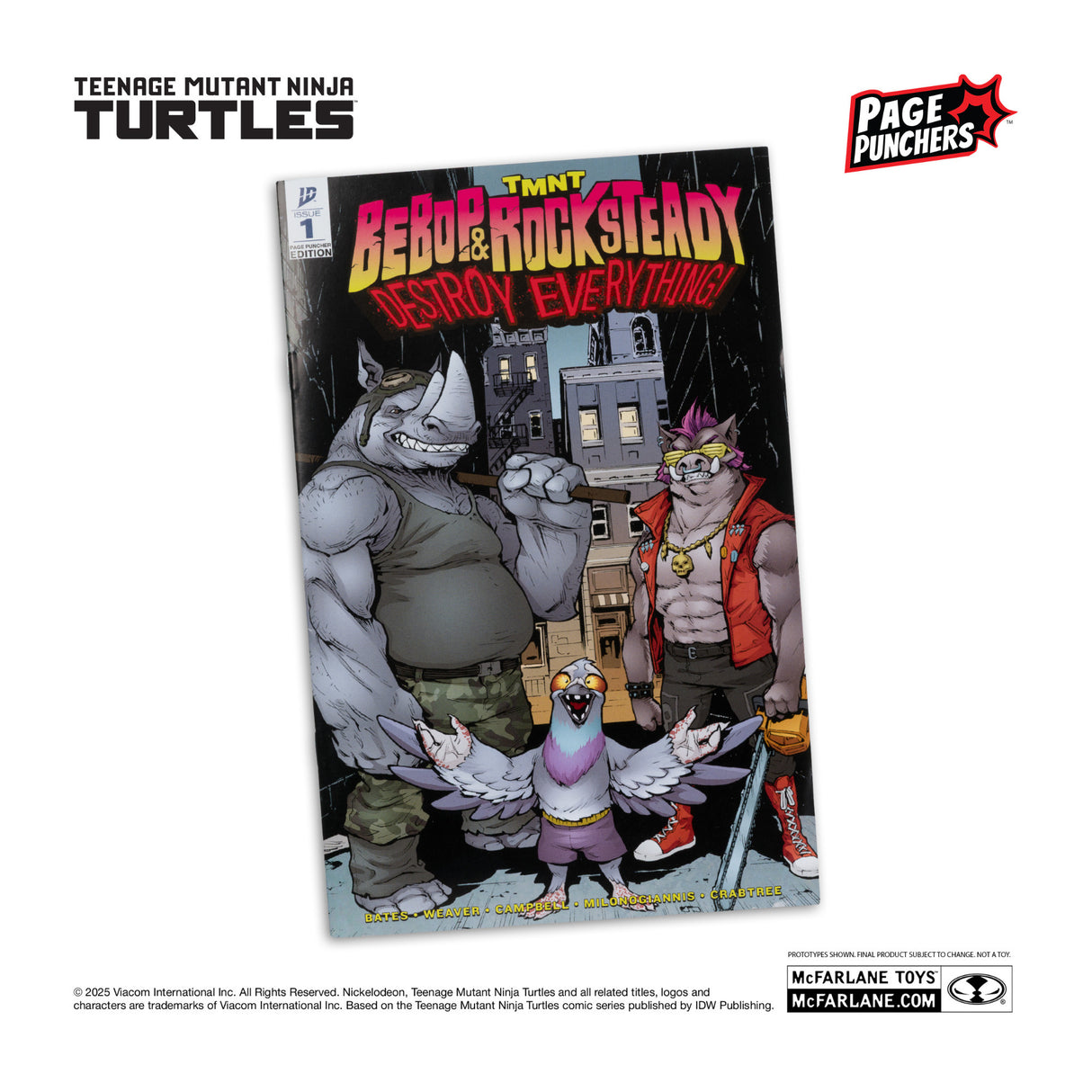 McFarlane Rocksteady (Teenage Mutant Ninja Turtles) with Comic (Page Punchers)