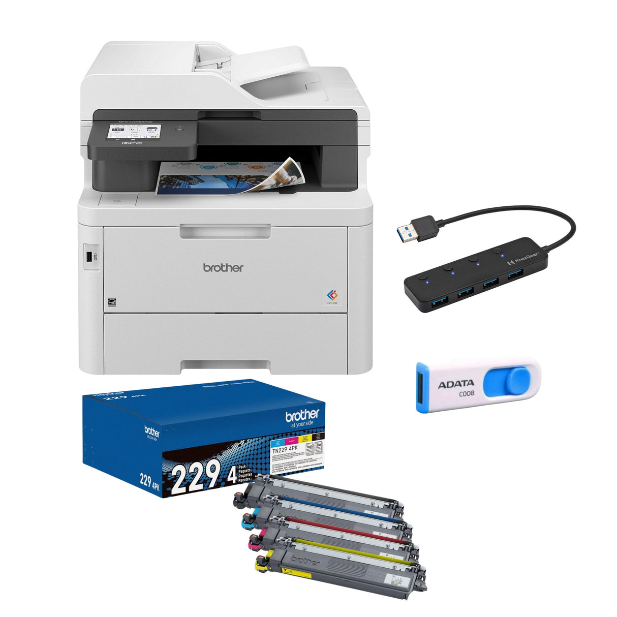 Brother MFC-L3780CDW Wireless Digital Color All-in-One Printer with Accesories
