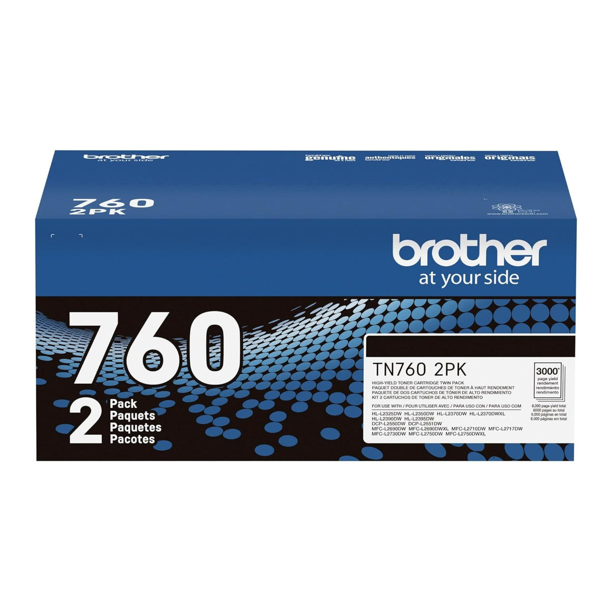 Brother Genuine TN7602PK High-Yield Black Toner Cartridge (Twin Pack)