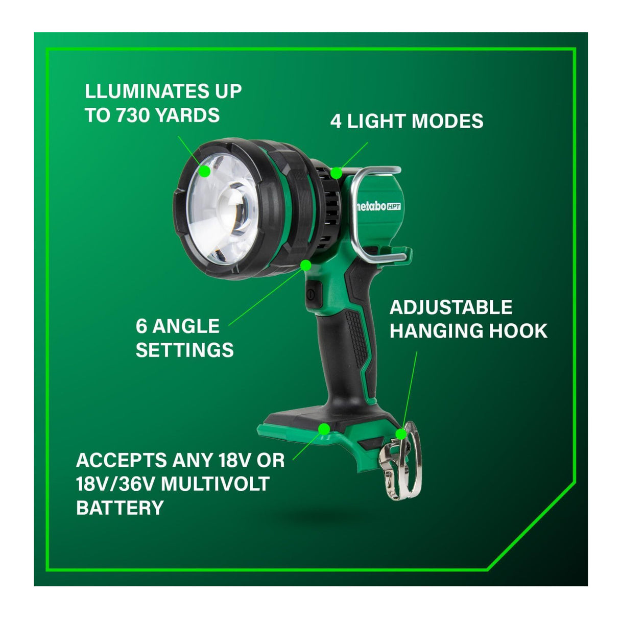 Metabo HPT 18V MultiVolt Cordless 1050 Lumens LED Spotlight (Tool Body Only)