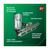 Metabo HPT 21-Degree Pneumatic Framing Nailer with High Grade Aluminum Magazine