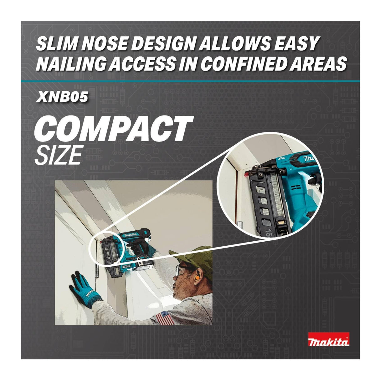 Makita XNB05Z 18V LXT Brushless Cordless 2-1/2 Nailer (Tool Only)