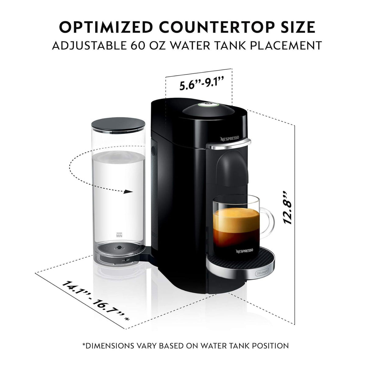 Nespresso VertuoPlus Deluxe Coffee/Espresso Machine with Milk Frother (Black)