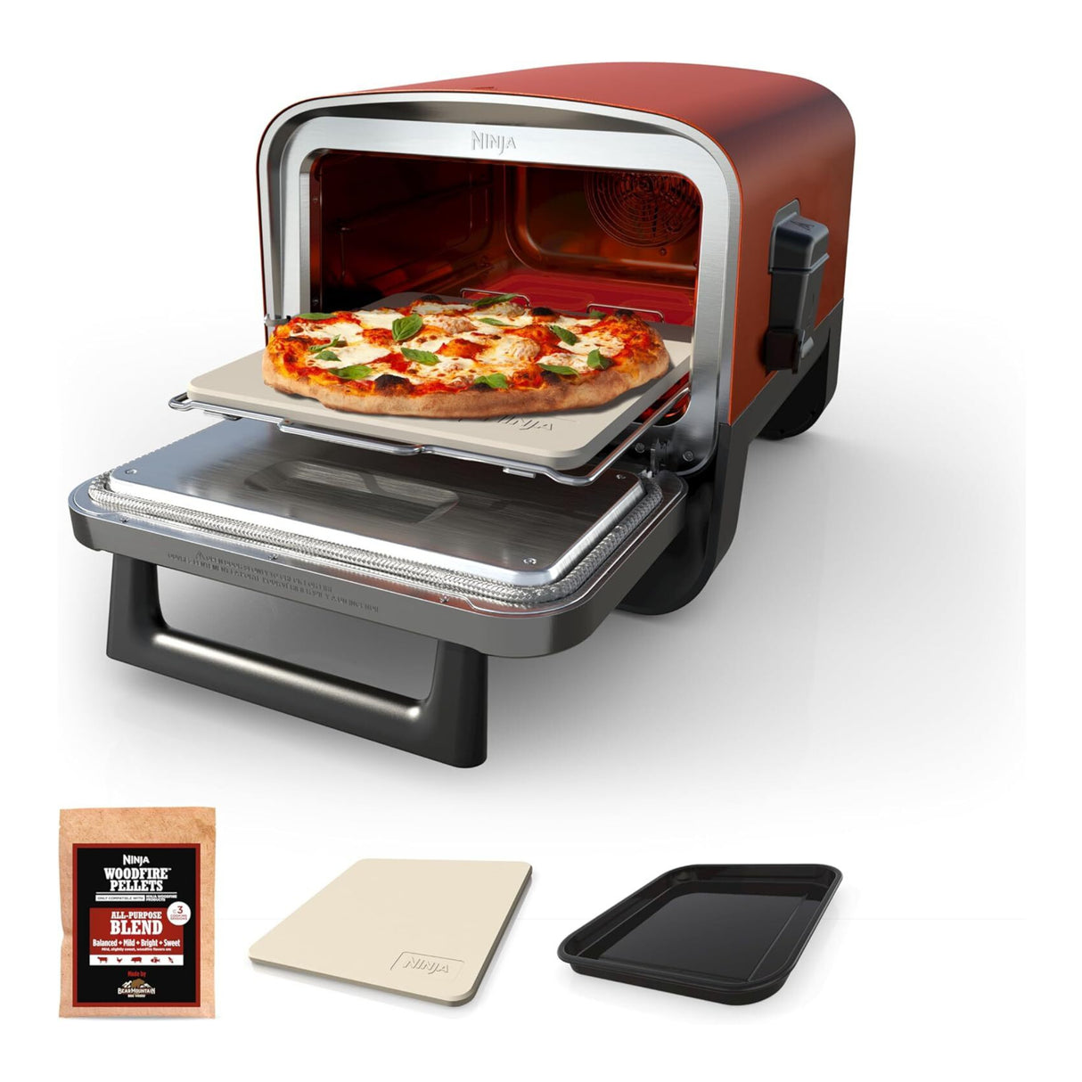 Ninja Woodfire 8-in-1 Portable Electric Outdoor Roaster Oven (Terracotta Red)