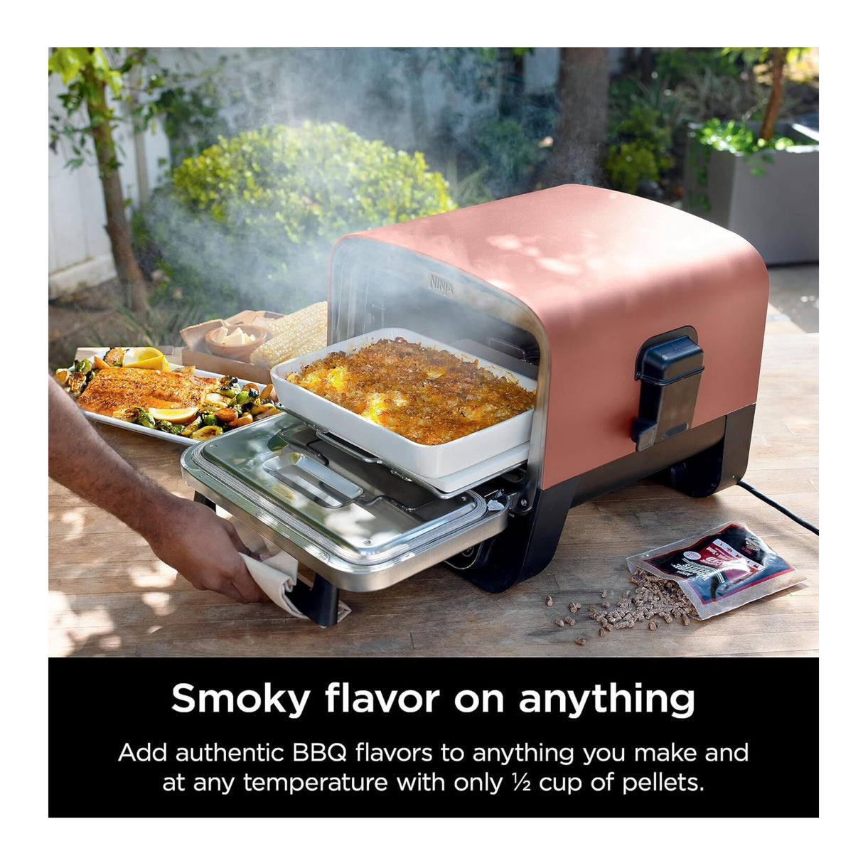 Ninja Woodfire 8-in-1 Portable Electric Outdoor Roaster Oven (Terracotta Red)