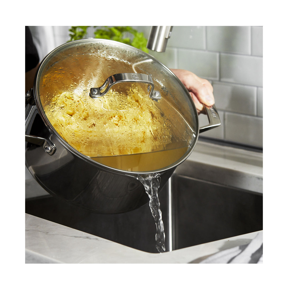 HENCKELS Clad H3 6-Qt Stainless Steel Dutch Oven with Glass Lid