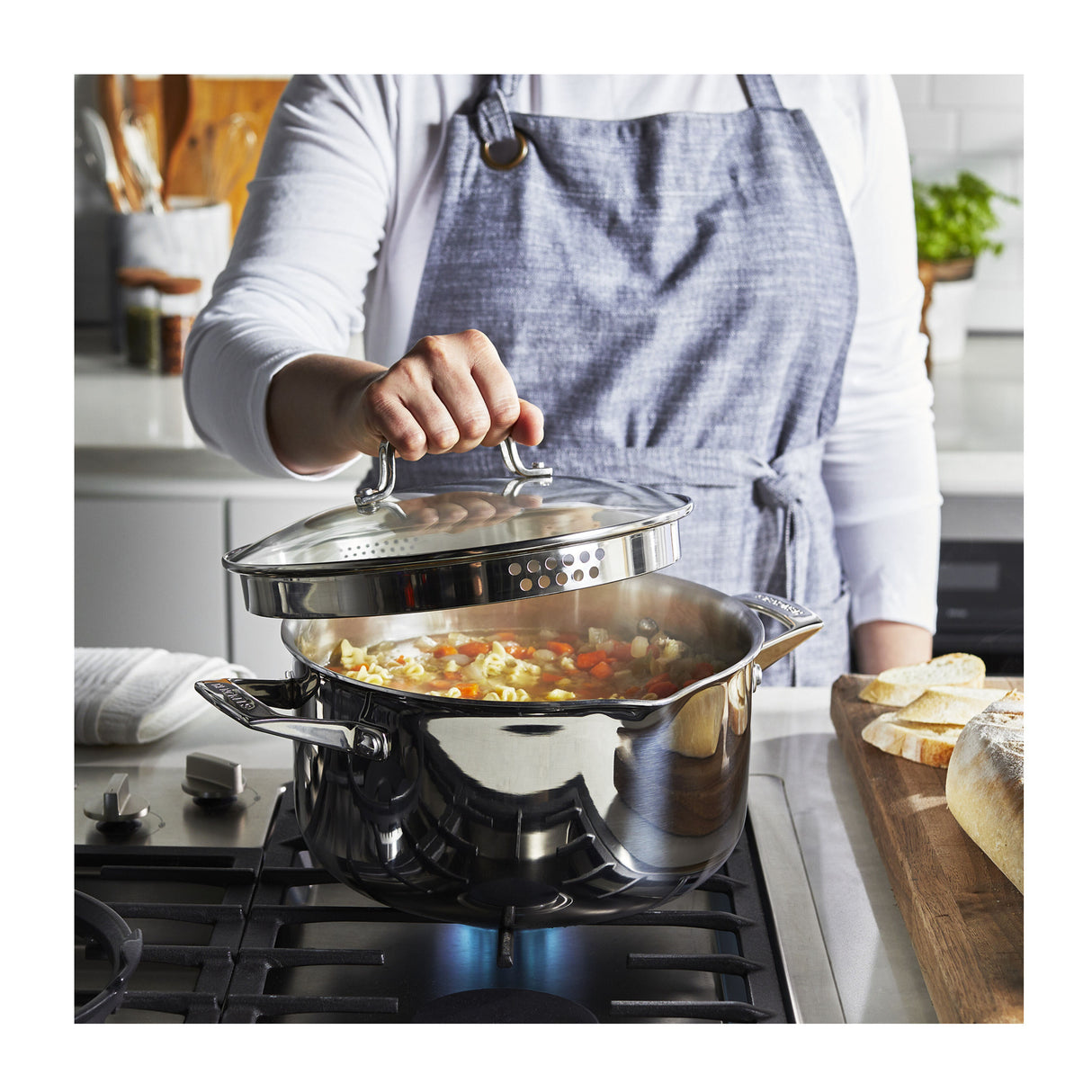 HENCKELS Clad H3 6-Qt Stainless Steel Dutch Oven with Glass Lid