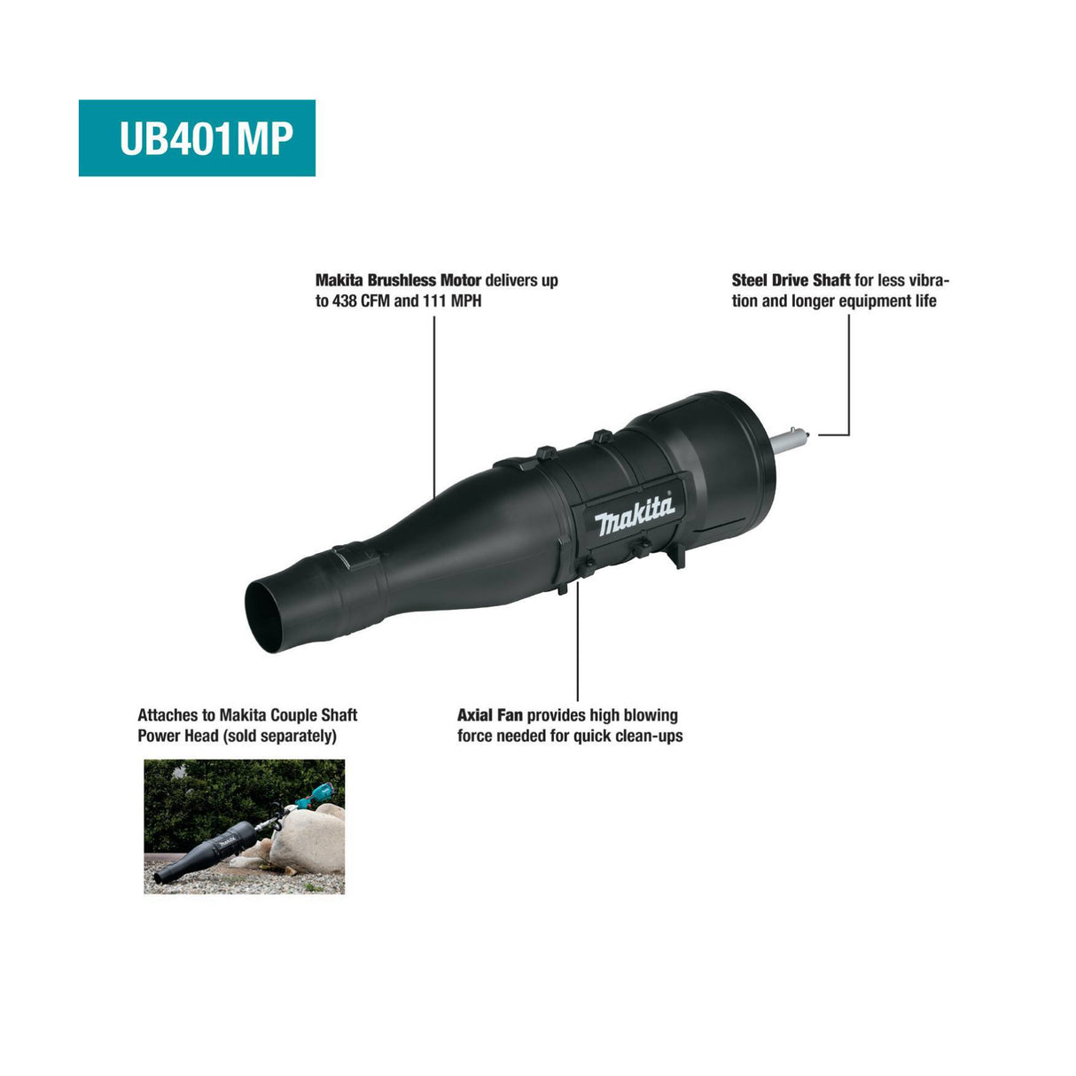 Makita XUX02SM1X6 18V LXT Brushless Couple Shaft Power Head Kit (4.0Ah)