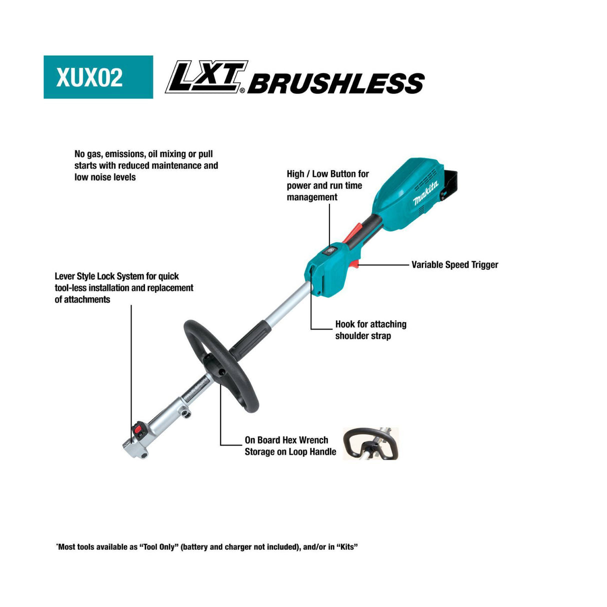 Makita XUX02SM1X6 18V LXT Brushless Couple Shaft Power Head Kit (4.0Ah)