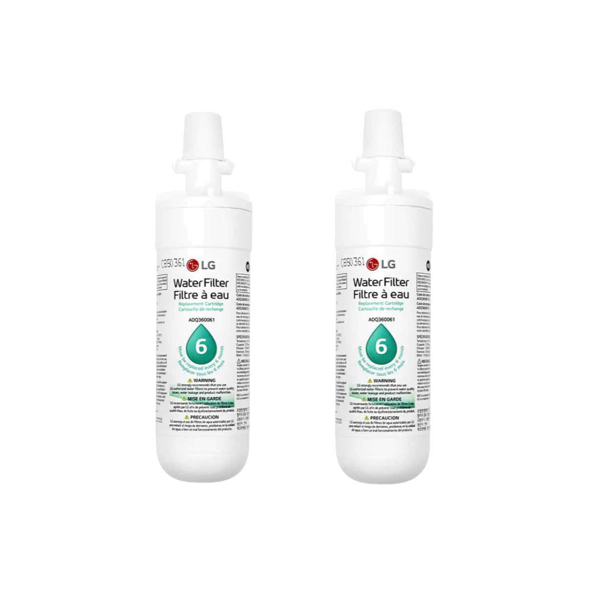 LG Genuine LT700P 6 Mos/200 Gal Replacement Refrigerator Water Filter (2-Pack)