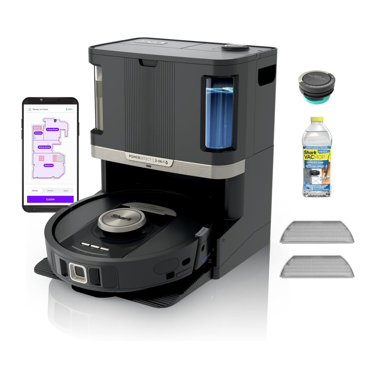 Shark Robot Vacuum and Mop Combo Self-Emptying and Self-Refill (Black)