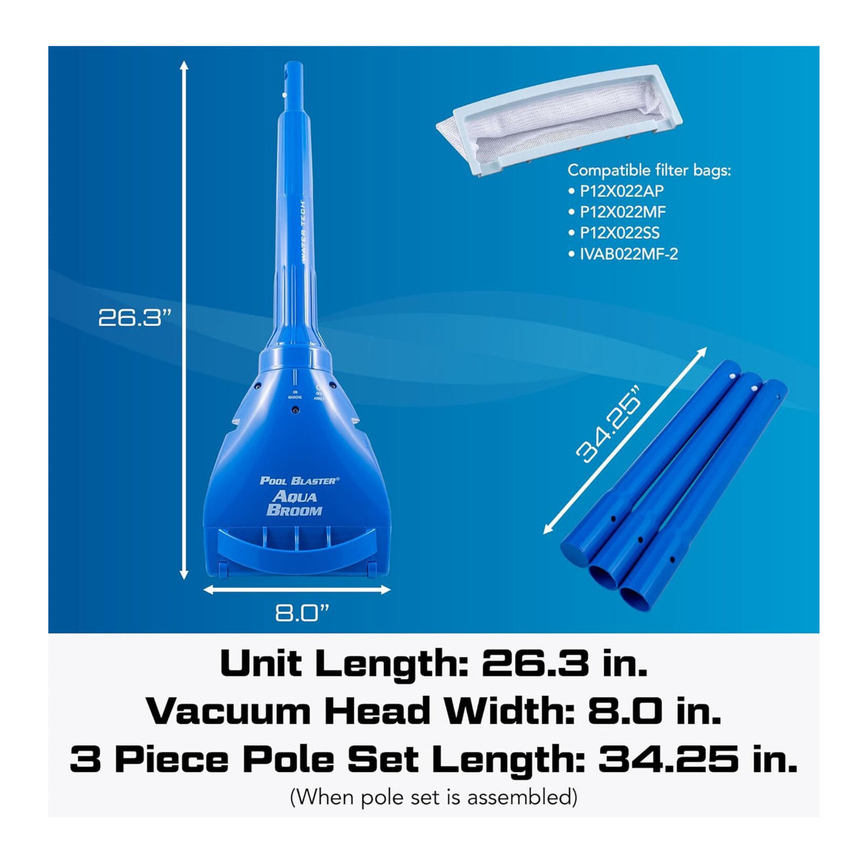 Pool Blaster Aqua Broom XL Ultra Cordless Battery-Powered Pool Vacuum Cleaner