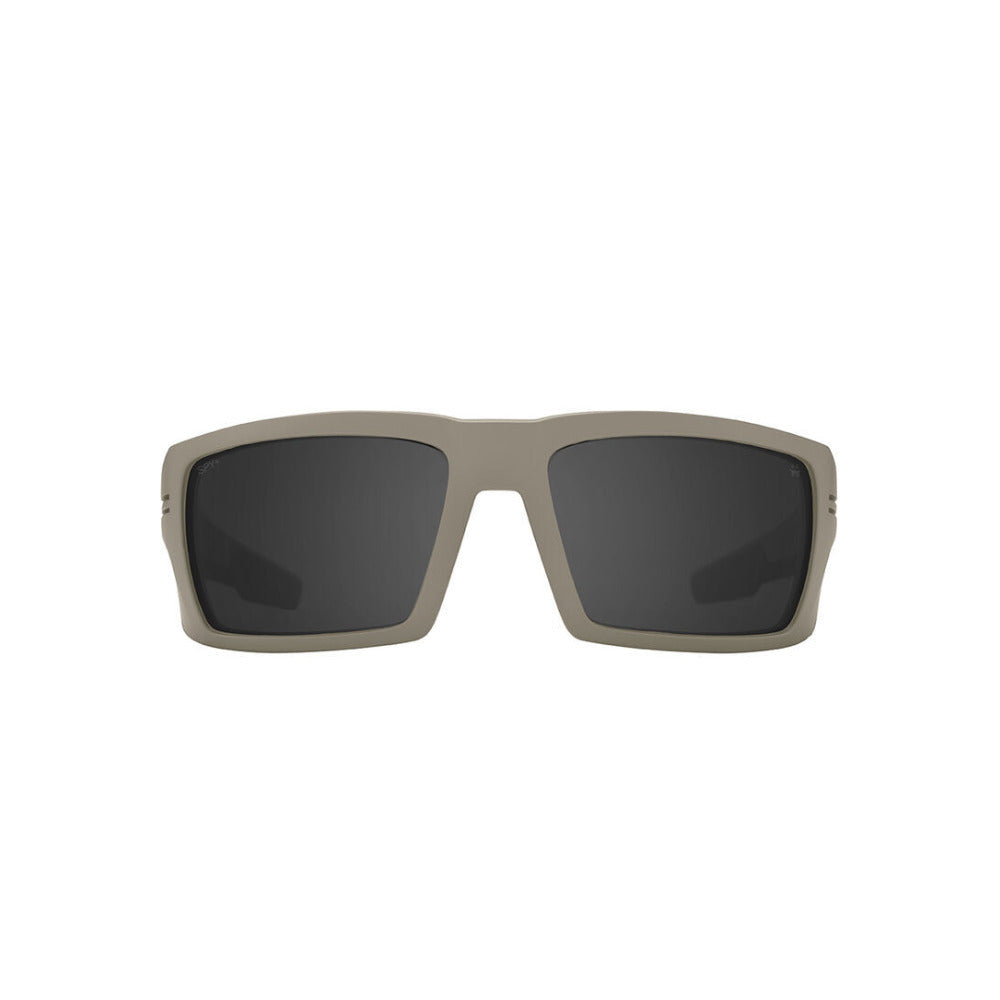Spy Polarized Rectangular Rebar ANSI Sunglasses Sand Matte with Happy Gray Lens