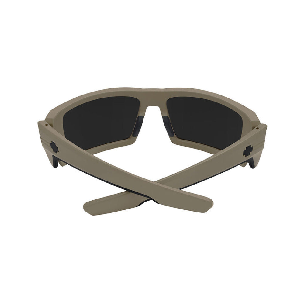 Spy Polarized Rectangular Rebar ANSI Sunglasses Sand Matte with Happy Gray Lens