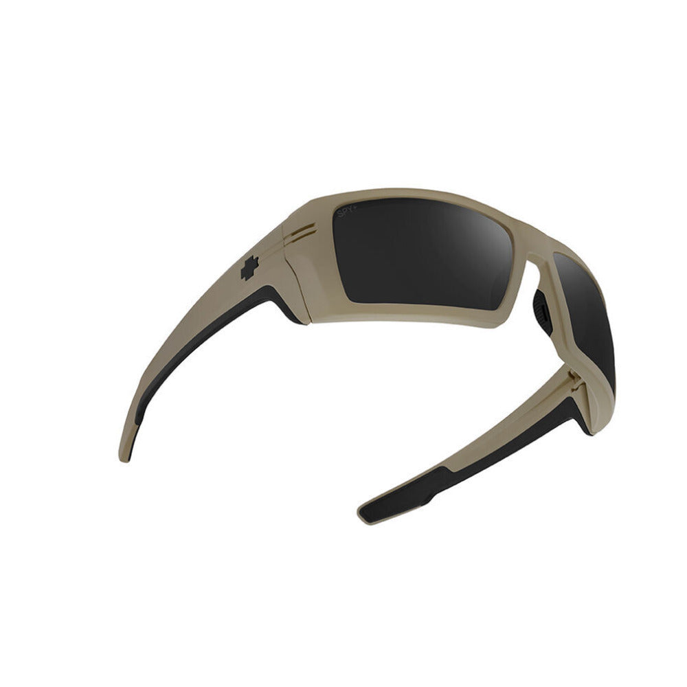 Spy Polarized Rectangular Rebar ANSI Sunglasses Sand Matte with Happy Gray Lens