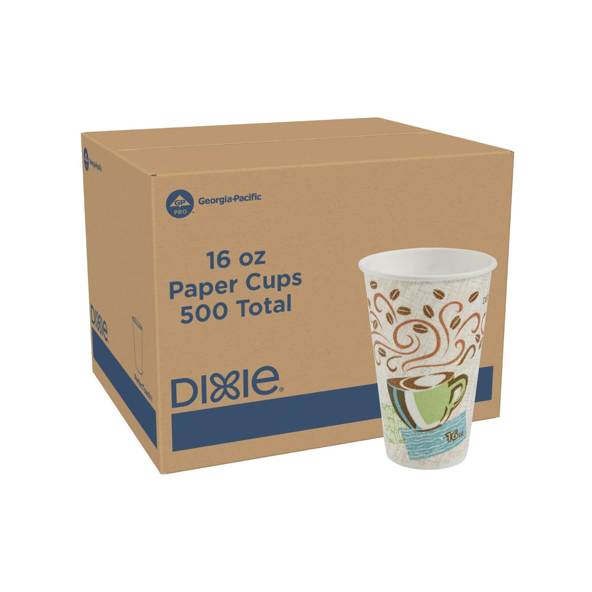 Georgia-Pacific Dixie PerfecTouch 16 oz Insulated Paper Coffee Cups (Coffee Haze, 500 Count)