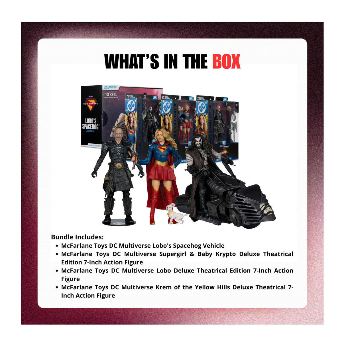 McFarlane Toys DC Supergirl, Krem and Lobo with Spacehog Action Figures Bundle