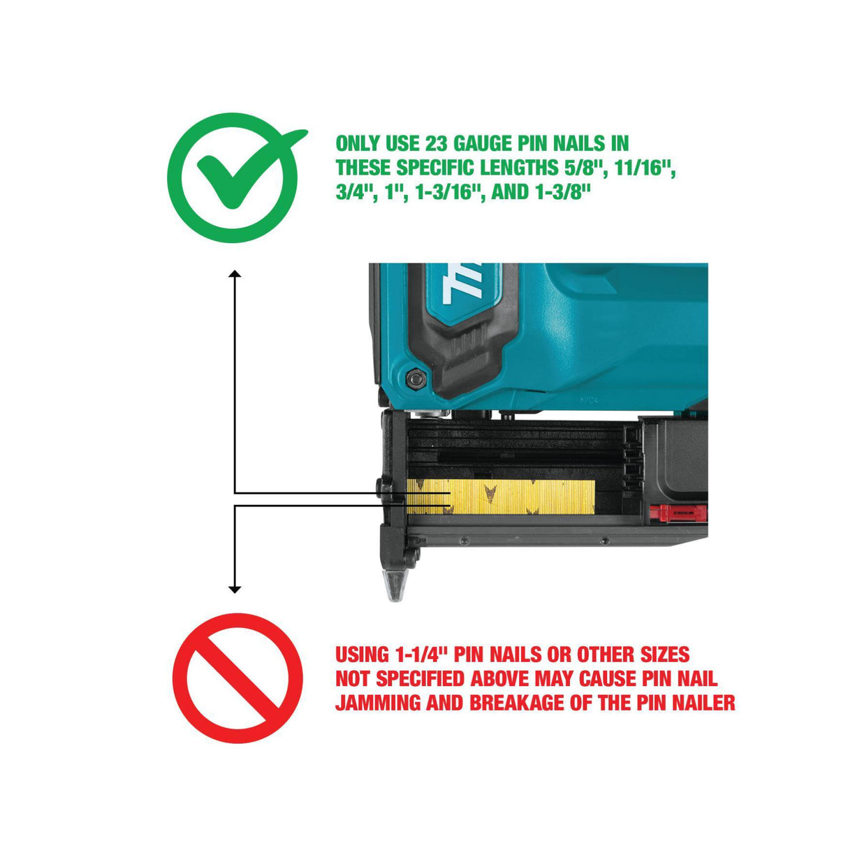 Makita XTP02Z 18V LXT Cordless 1-3/8 Inch Pin Nailer, 23 Gauge, Tool Only