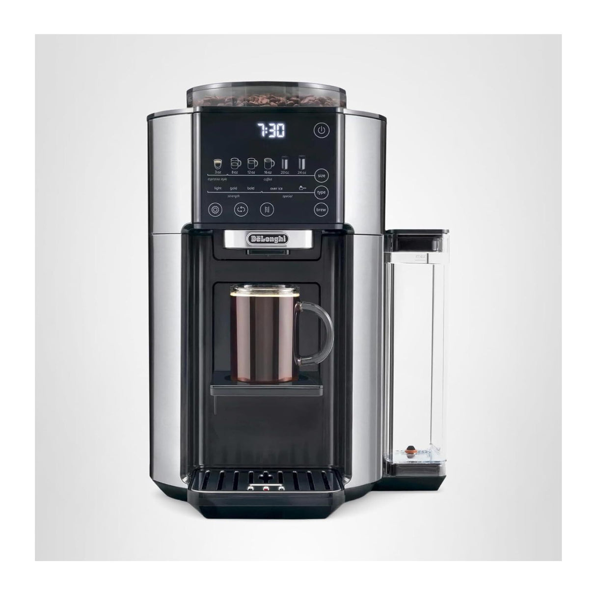 De'Longhi True Brew Drip Coffee Maker with Built in Grinder, Single Serve (Stainless)