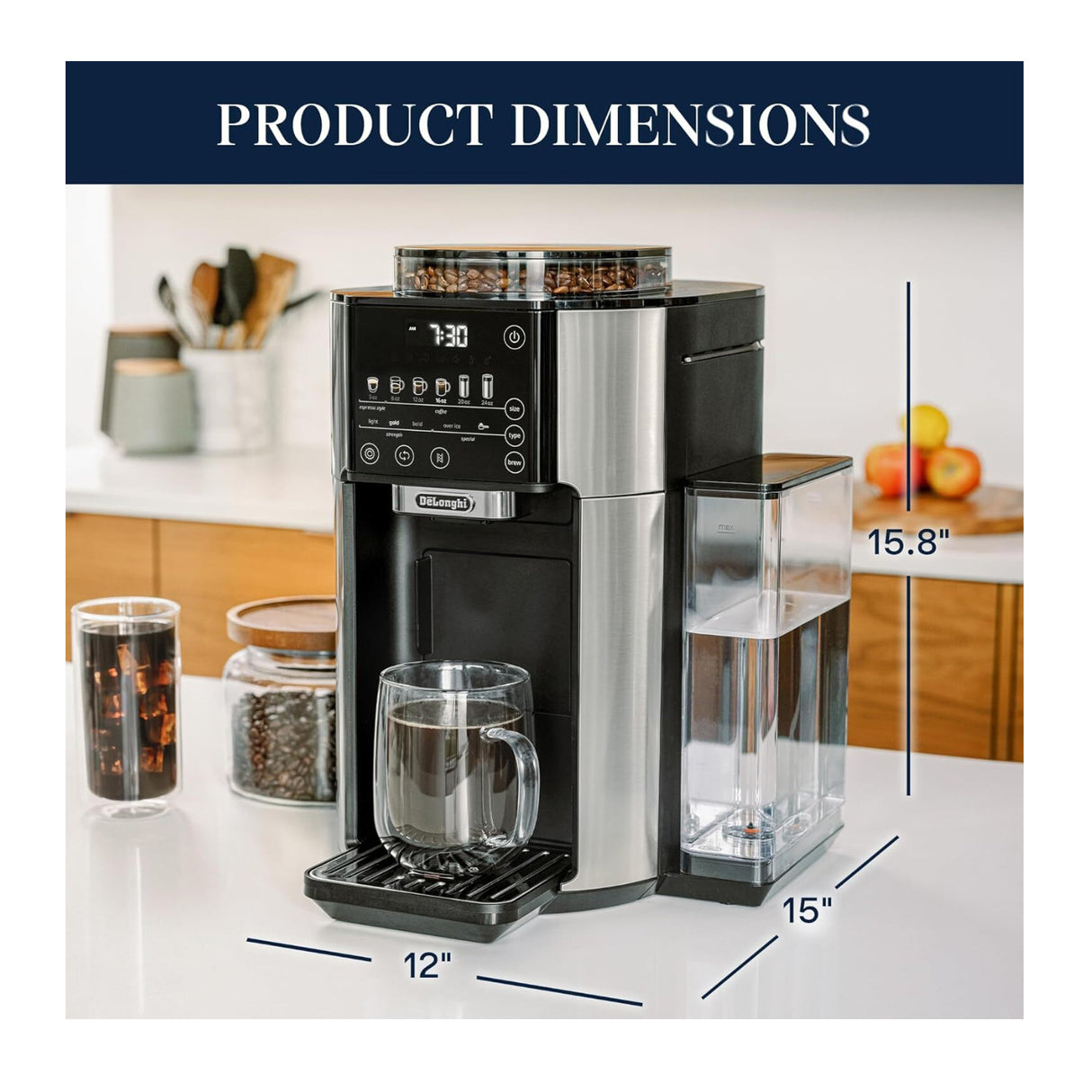 De'Longhi True Brew Drip Coffee Maker with Built in Grinder, Single Serve (Stainless)
