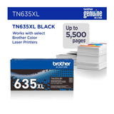 Brother TN635XL High-Yield Toner Cartridges 4-Color Bundle with 4-Port USB Hub and Flash Drive