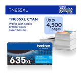 Brother TN635XL High-Yield Toner Cartridges 4-Color Bundle with 4-Port USB Hub and Flash Drive