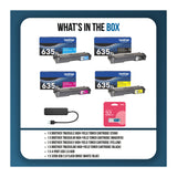 Brother TN635XL High-Yield Toner Cartridges 4-Color Bundle with 4-Port USB Hub and Flash Drive