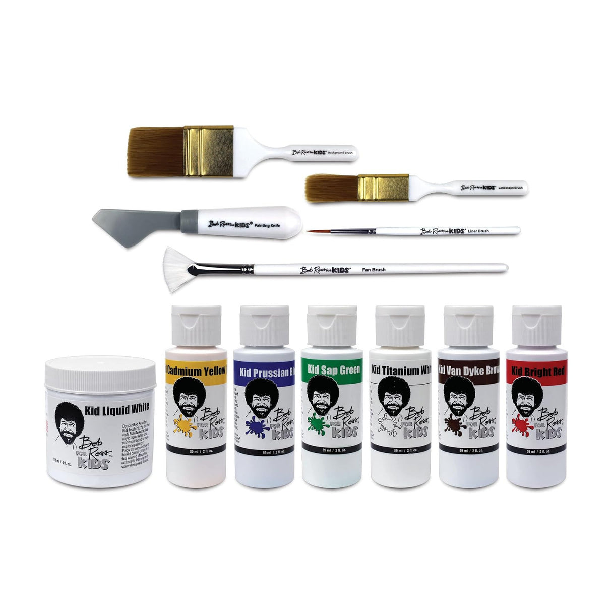 Bob Ross Painting Party Kit for Kids Ages 6 and Up with 7 Water-based Colors