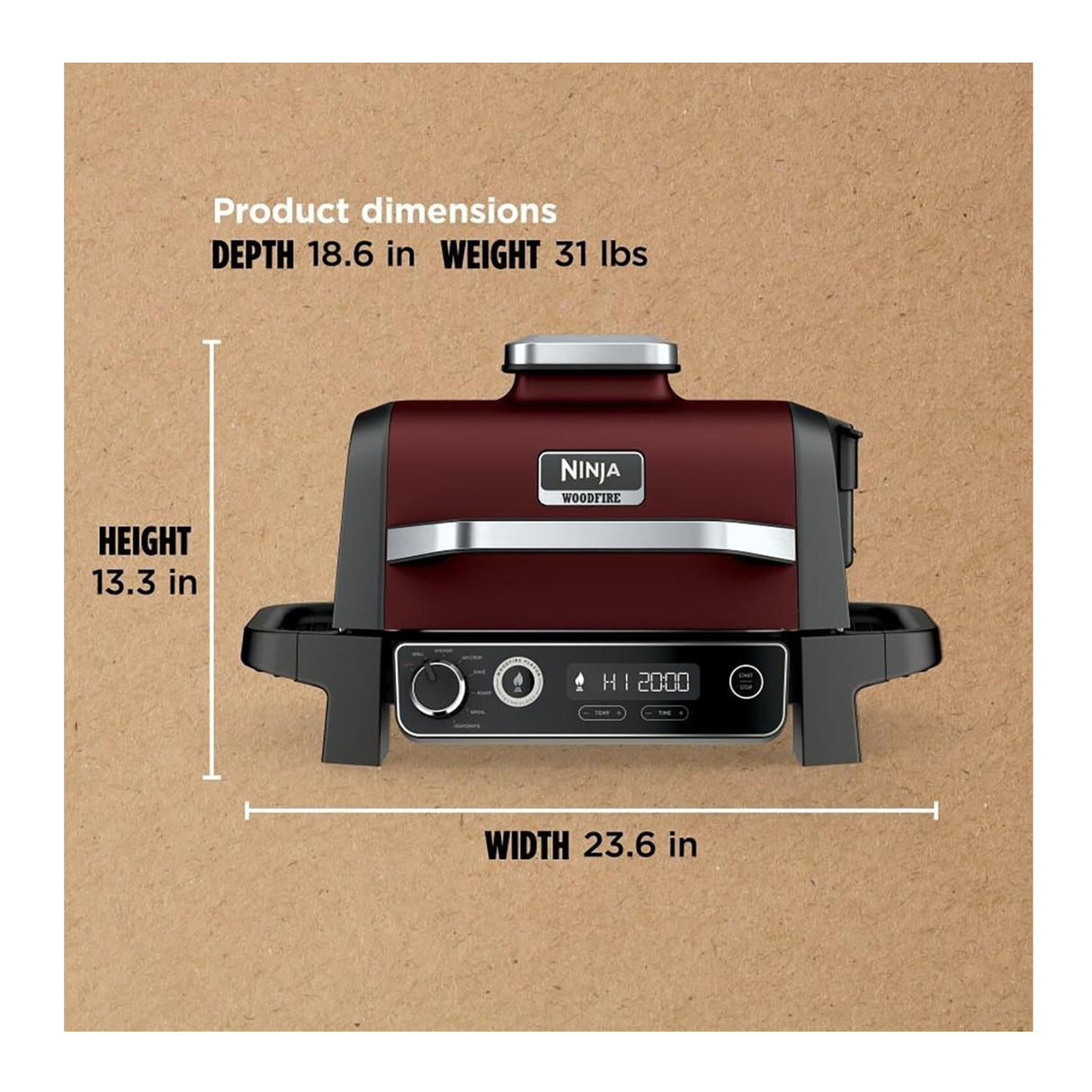 Ninja OG701 7-in-1 Woodfire Outdoor Electric Portable Grill and Smoker