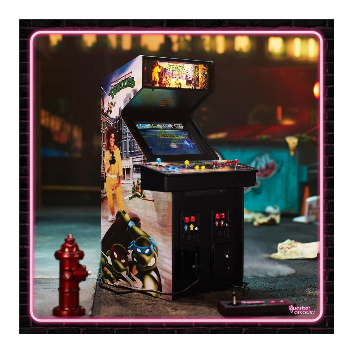 Numskull Quarter Arcades Teenage Mutant Ninja Turtles Mini Arcade Bundle with Bar Stool and Radiator