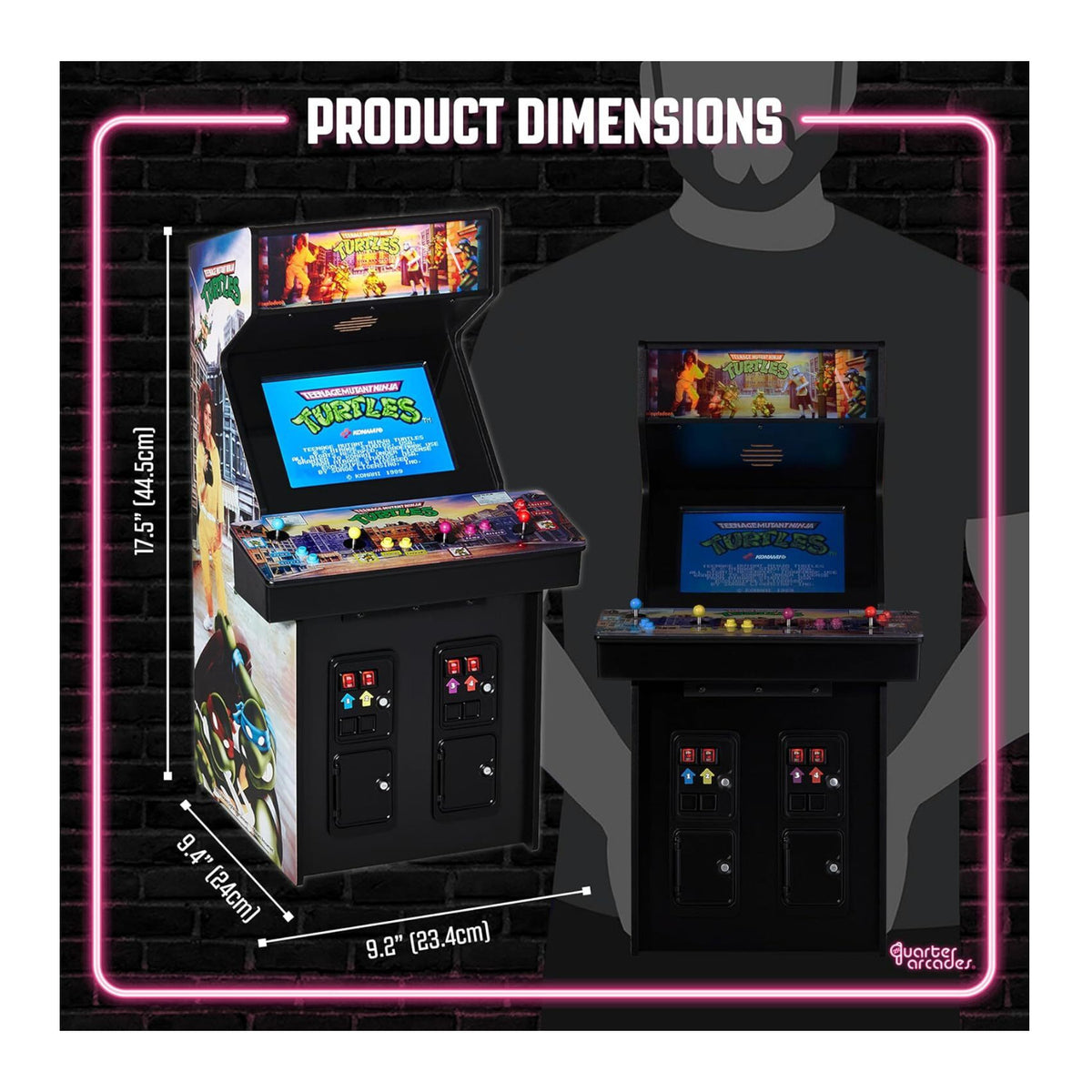 Numskull Quarter Arcades Teenage Mutant Ninja Turtles Mini Arcade Bundle with Bar Stool and Radiator