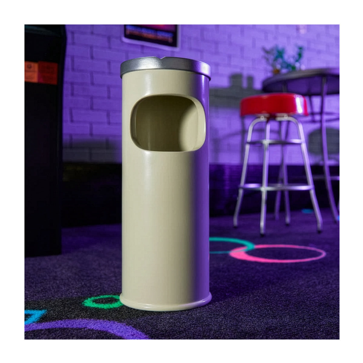 Quarter Arcades Teenage Mutant Ninja Turtles in Time Mini Arcade with Bar Stool and Mini Trash Can