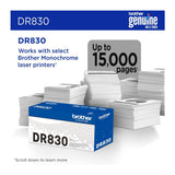 Brother Genuine DR830 Drum Unit - Up to 15,000-Page Yield, Works with TN830 Series Toner Cartridges