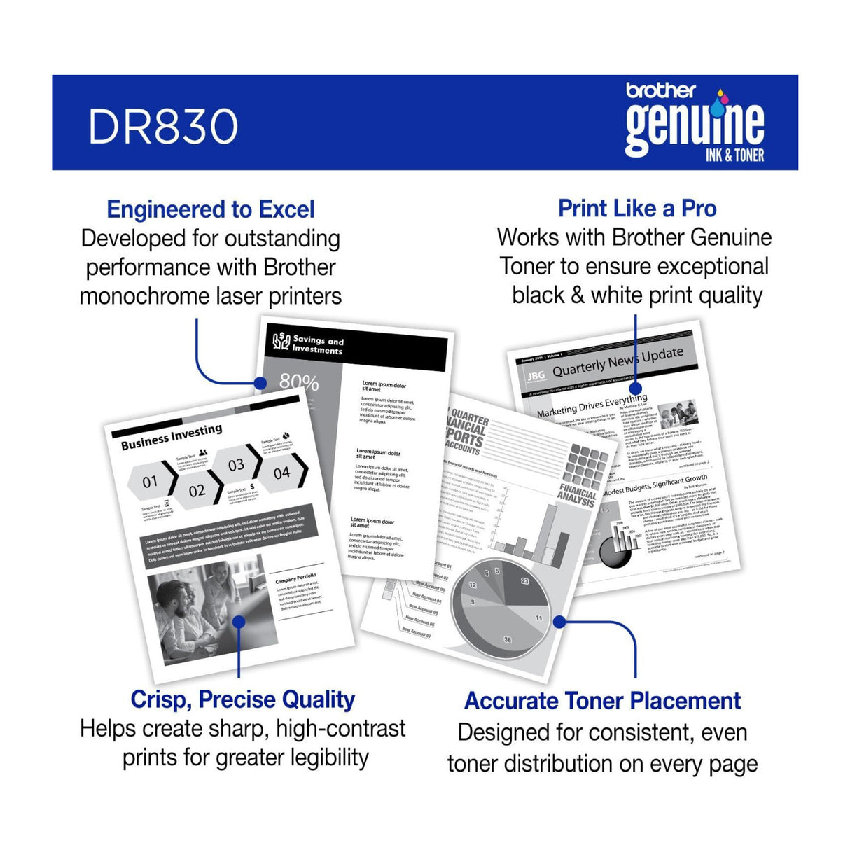 Brother Genuine DR830 Drum Unit - Up to 15,000-Page Yield, Works with TN830 Series Toner Cartridges