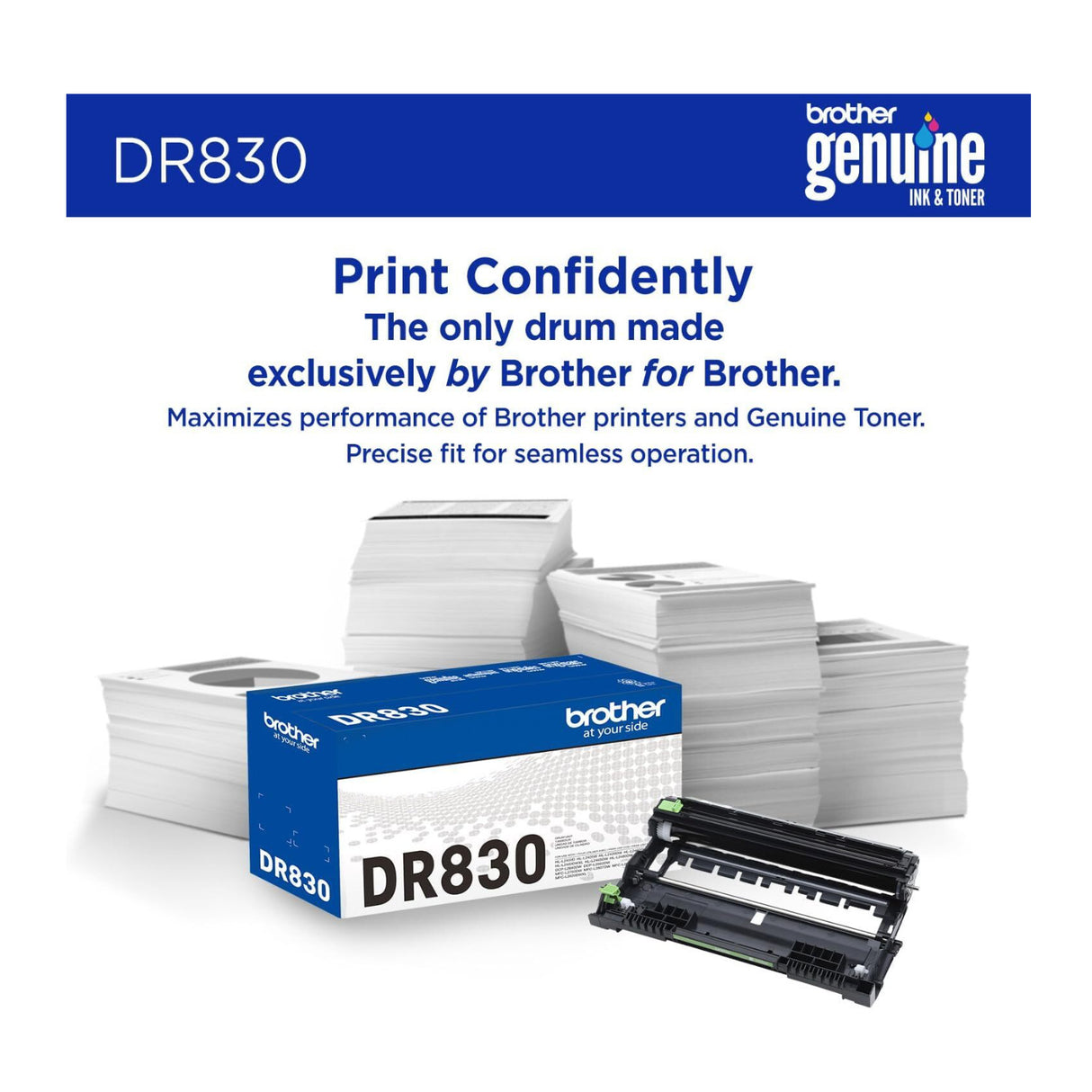 Brother Genuine DR830 Drum Unit - Up to 15,000-Page Yield, Works with TN830 Series Toner Cartridges